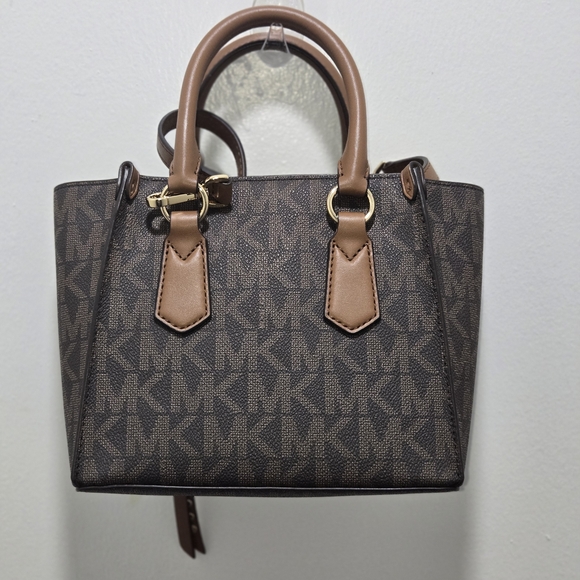 Michael Kors Dark Brown Satchel with Tan Accents - Picture 2 of 3
